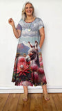 Pink Protea & Donkey Printed Dress