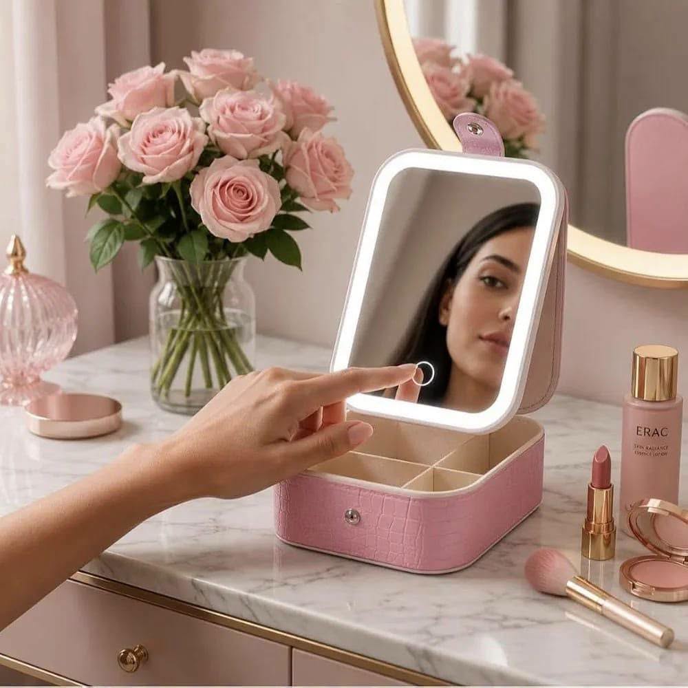 LED Makeup Mirror & Jewellery Storage Box