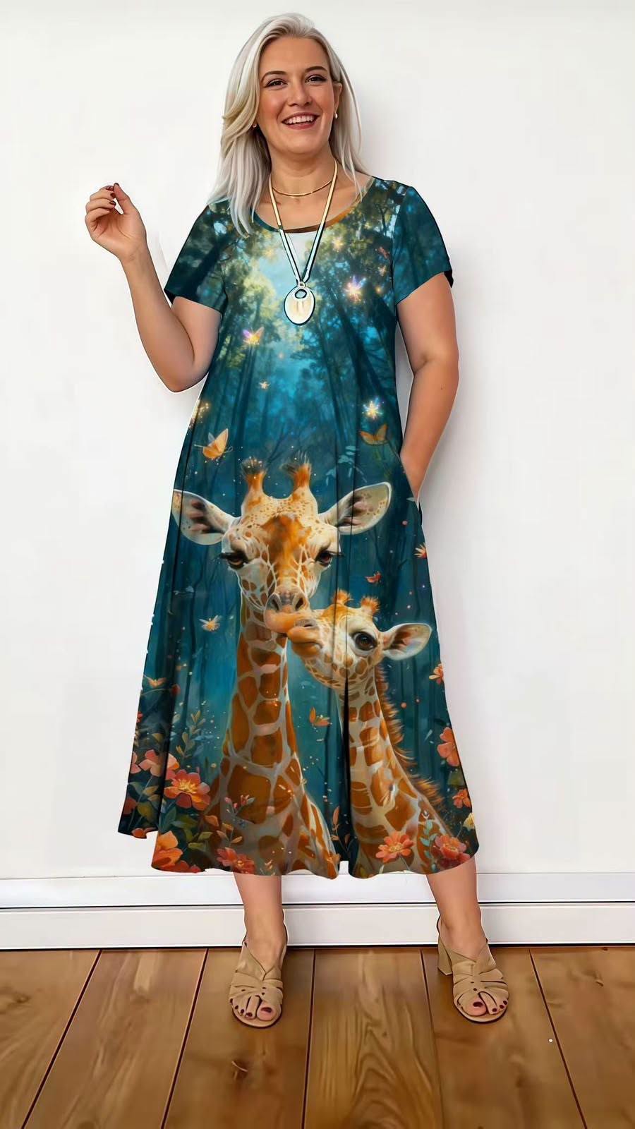 Giraffe Green Printed Dress