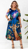Giraffe Blue Printed Dress