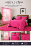 Reversible Comforter, Lace Curtain & Fluffy Rug Combo