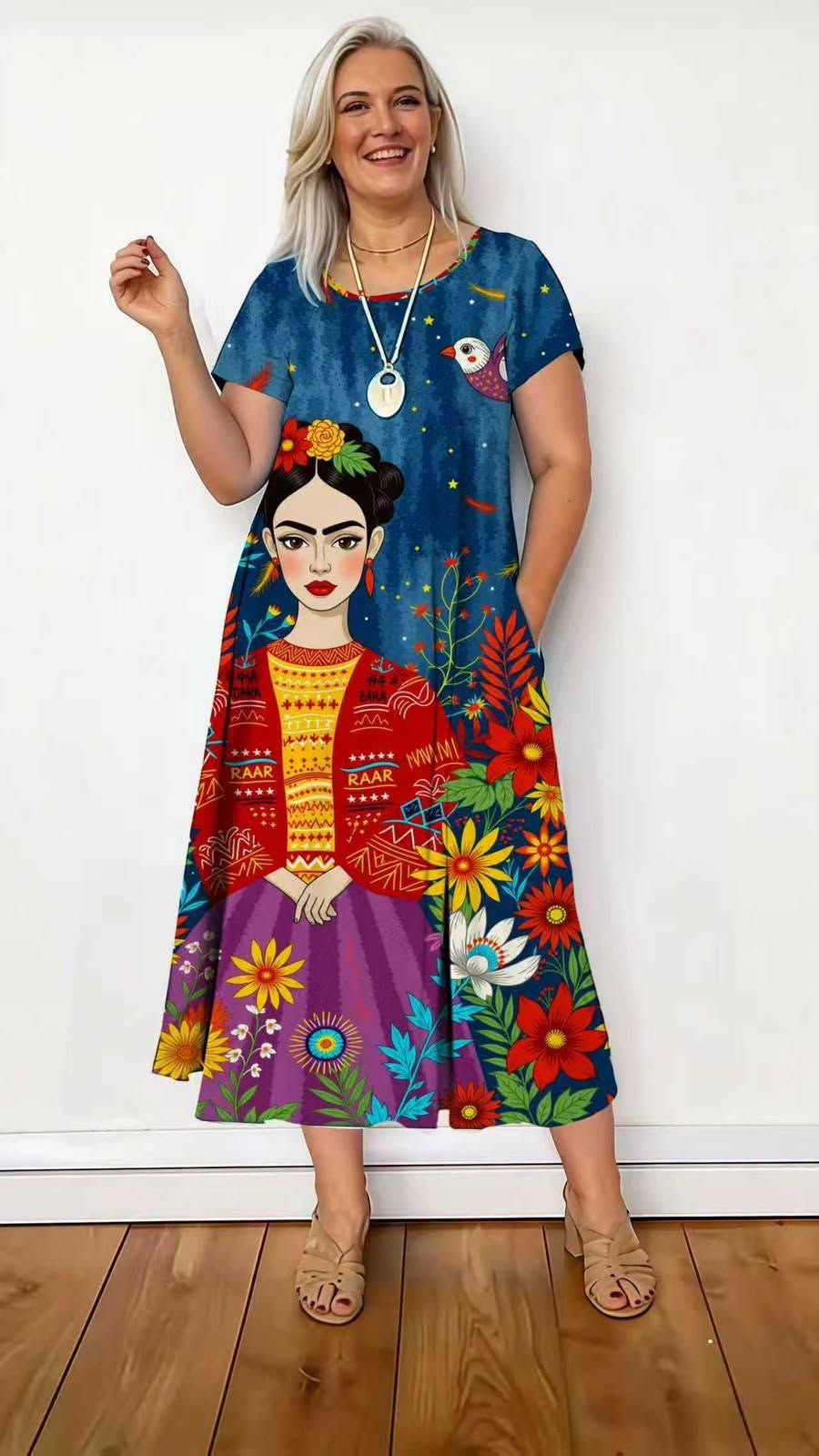 Lady & Floral Printed Dress