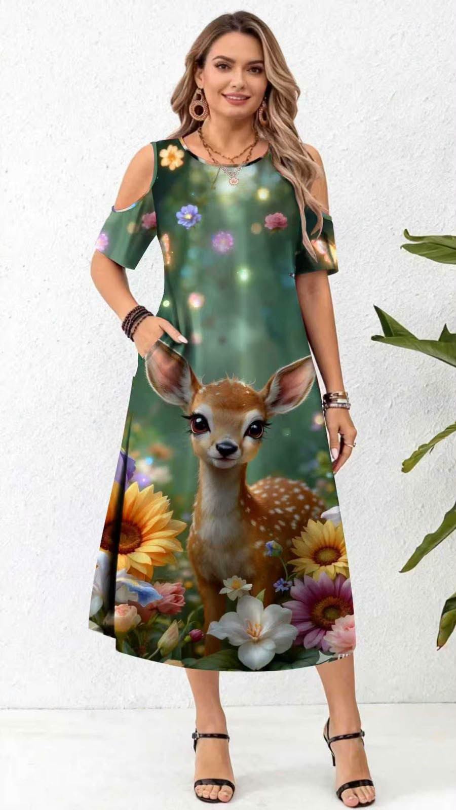 Baby Bambi Green Printed Dress