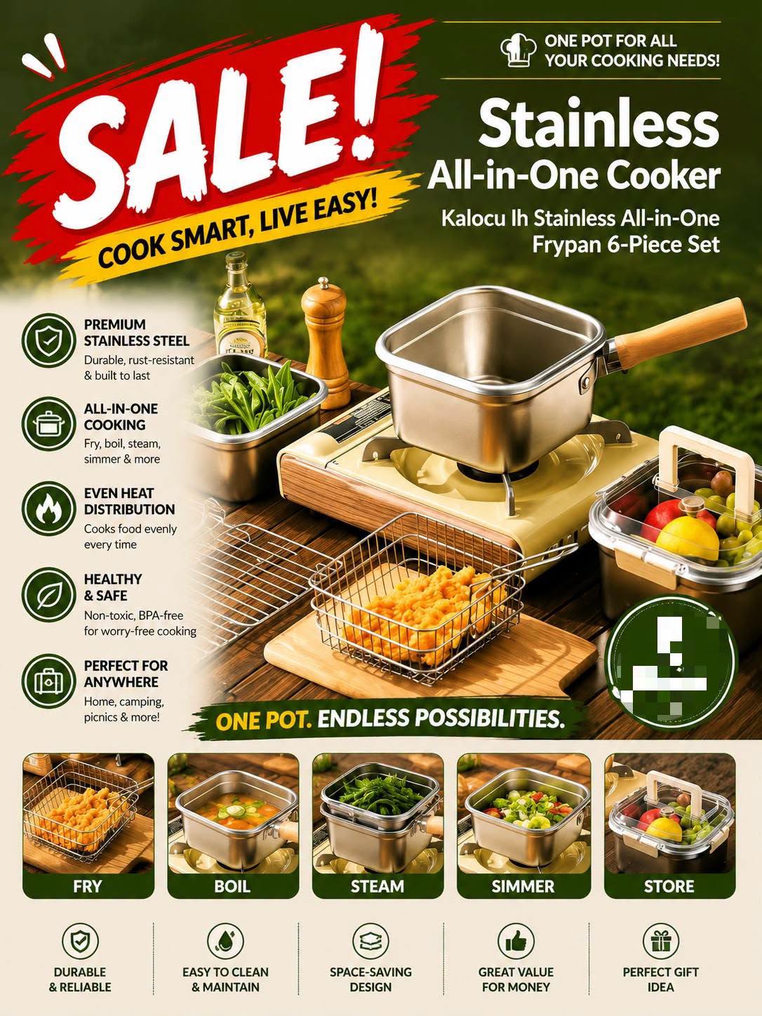 Stainless Steel All-in-One Cooker