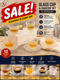 12-Piece Glass Cup & Saucer Set