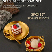 Gold Stainless-Steel Soup Bowl Set
