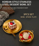 Gold Stainless-Steel Soup Bowl Set