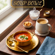 Gold Stainless-Steel Soup Bowl Set