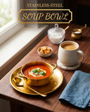 Gold Stainless-Steel Soup Bowl Set