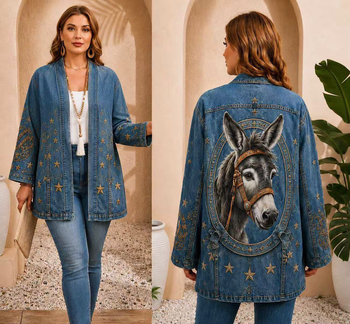 Jean Jacket with Donkey Print