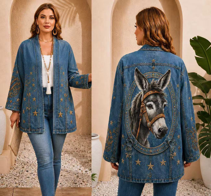 Jean Jacket with Donkey Print