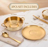 Gold Stainless-Steel Soup Bowl Set