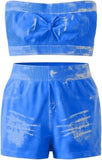 Faux-Denim Print Two-Piece Set