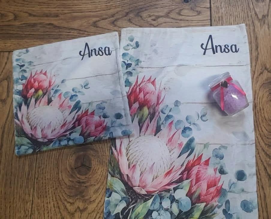 Personalised Guest Towel, Face Cloth & Bath Salts Combo