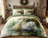 Green Theme Swan Bedding Set