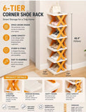 Space-Saving 6-Tier Corner Shoe Rack