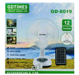 Solar Rechargeable Fan 12” (30cm)