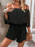 Breezaya Vacation Printed Off-Shoulder Bell-Sleeve Jumpsuit