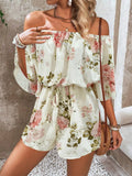 Breezaya Vacation Printed Off-Shoulder Bell-Sleeve Jumpsuit