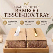 Dual-Function Bamboo Tissue-Box Tray