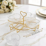 Heart-Shaped 4-Piece Glass Bowl Set With Serving Stand