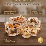 Heart-Shaped 4-Piece Glass Bowl Set With Serving Stand
