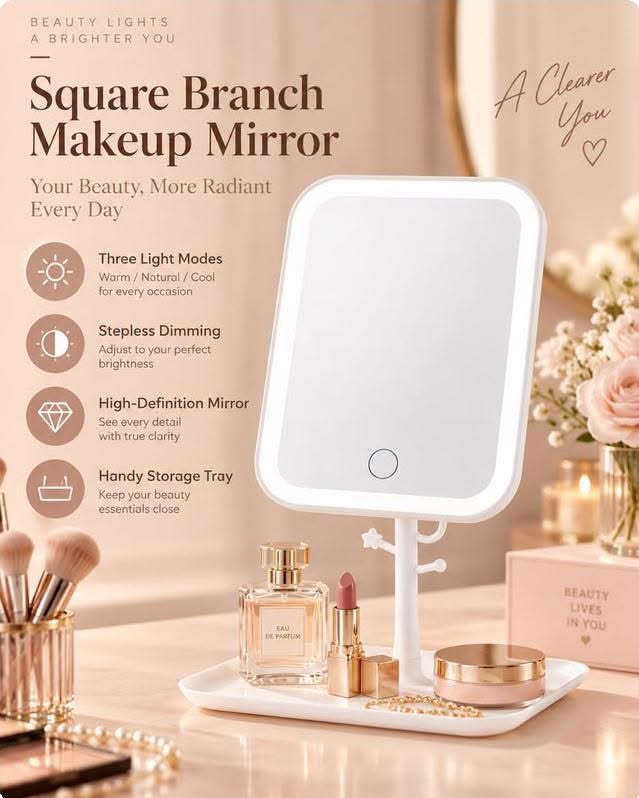 Square Branch LED Makeup Mirror