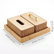 Dual-Function Bamboo Tissue-Box Tray