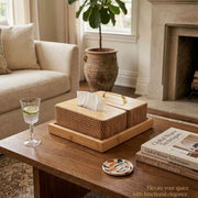 Dual-Function Bamboo Tissue-Box Tray