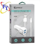Three Pack 4.8 Amp USB Car Charger Kit