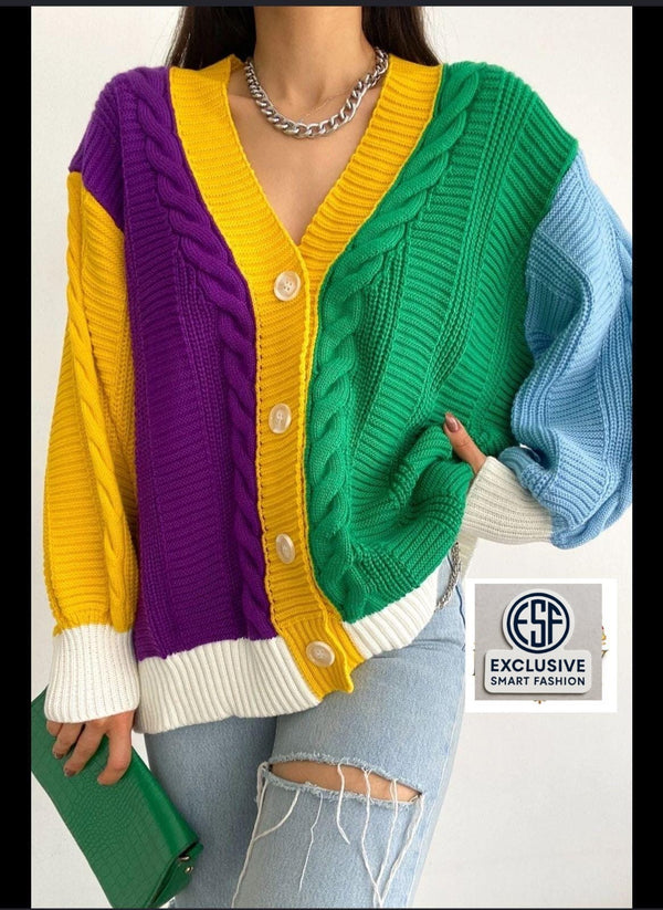 Ladies’ Multicolor Knitted Sweatshirt