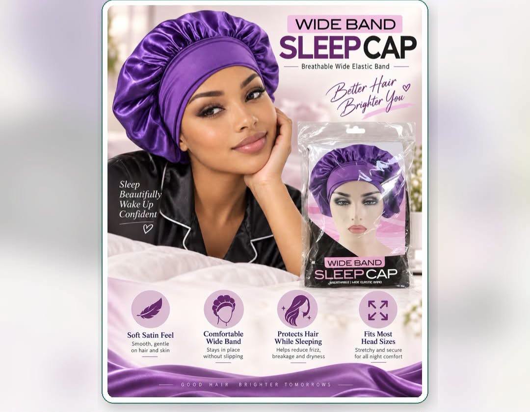 Wide Band Sleep Cap Bonnet