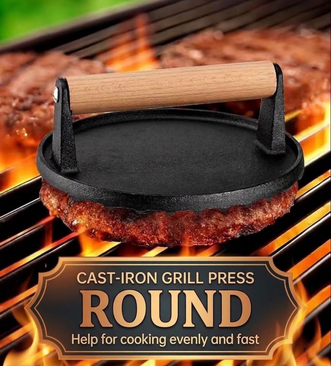 Cast-Iron Round Grill Press