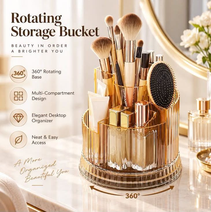 Rotating Makeup Brush Storage