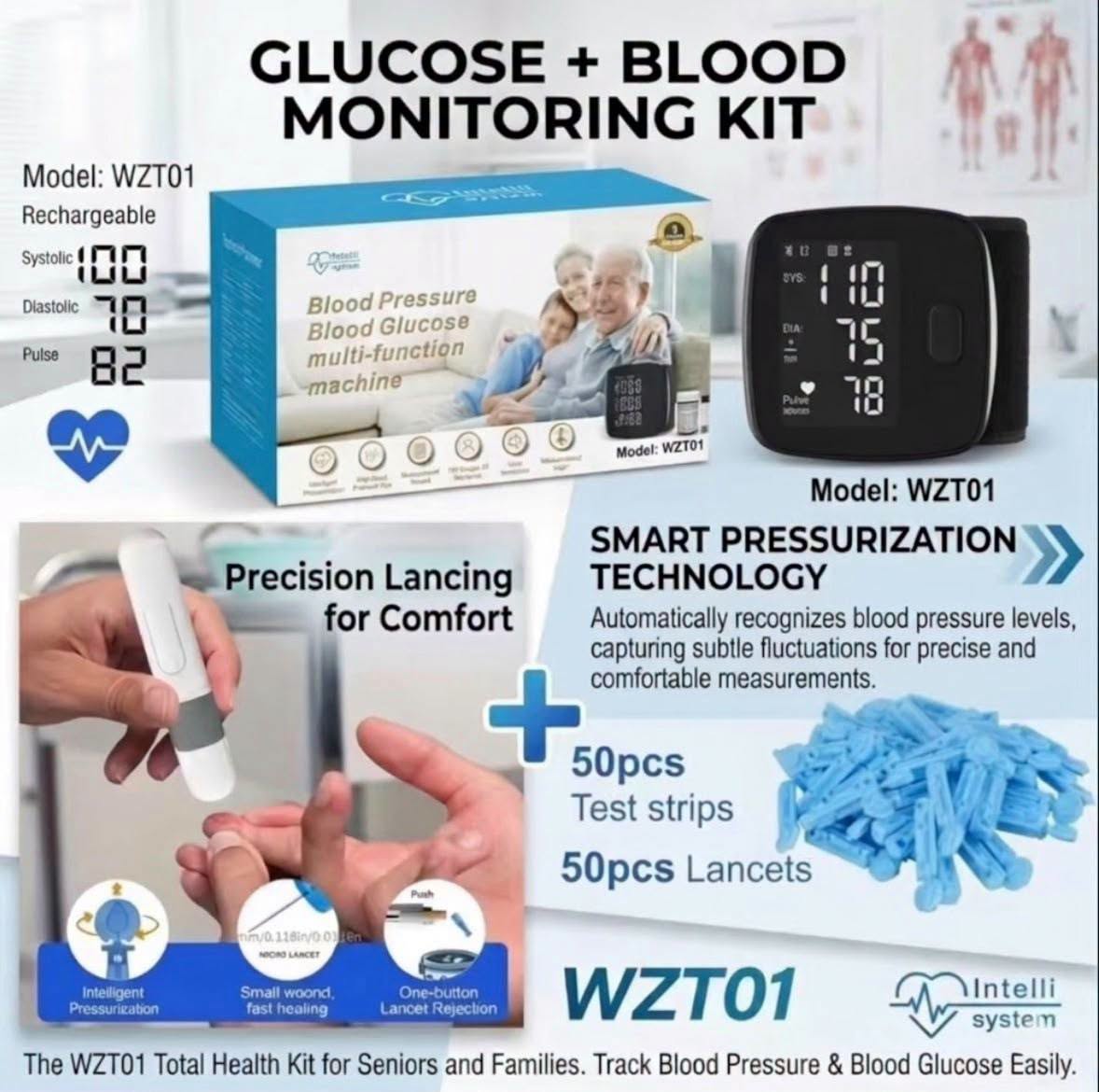 Digital Glucose + Blood Pressure Monitoring Kit