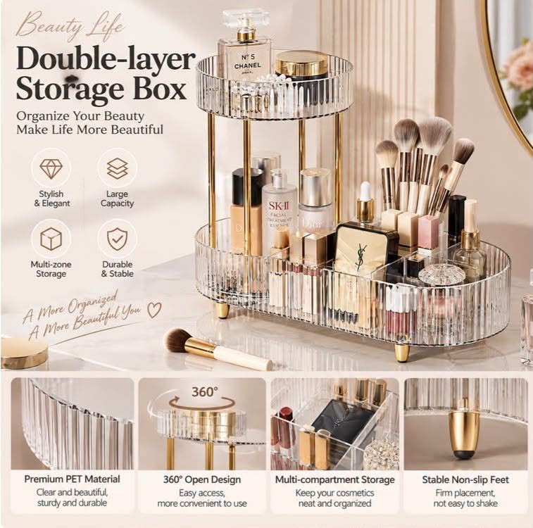 Double-Layer Rotating Makeup Box
