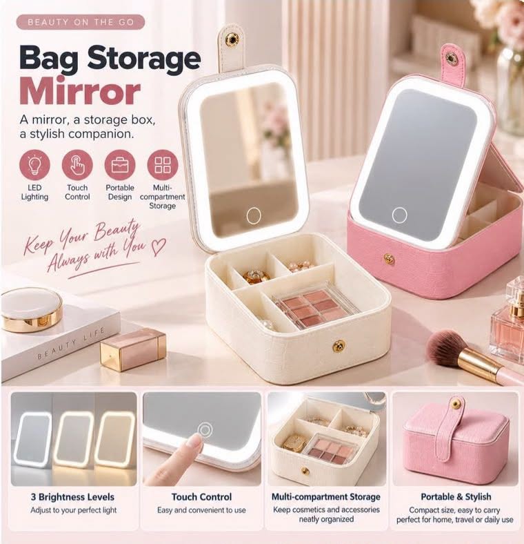 Storage Makeup Bag with LED Mirror
