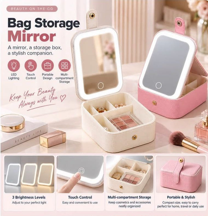 Storage Makeup Bag with LED Mirror