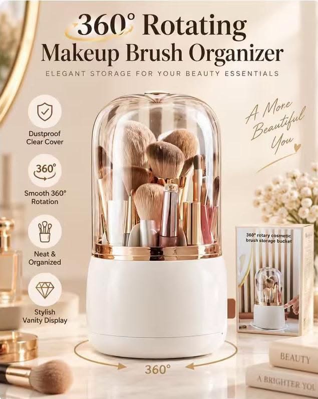 360° Rotating Makeup Brush Organizer