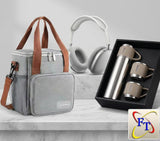 Headphones, Lunch Bag And Three Piece Vacuum Flask Combo