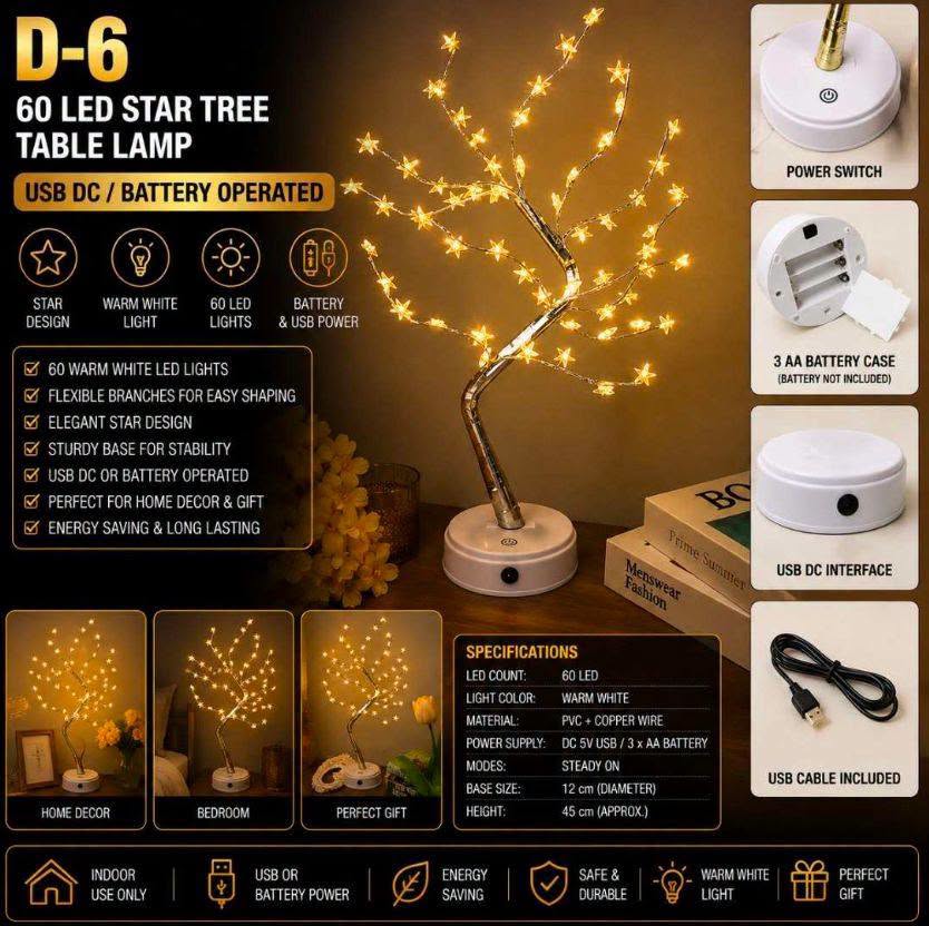 72 LED Golden Leaves Tree Table Lamp - Warm White