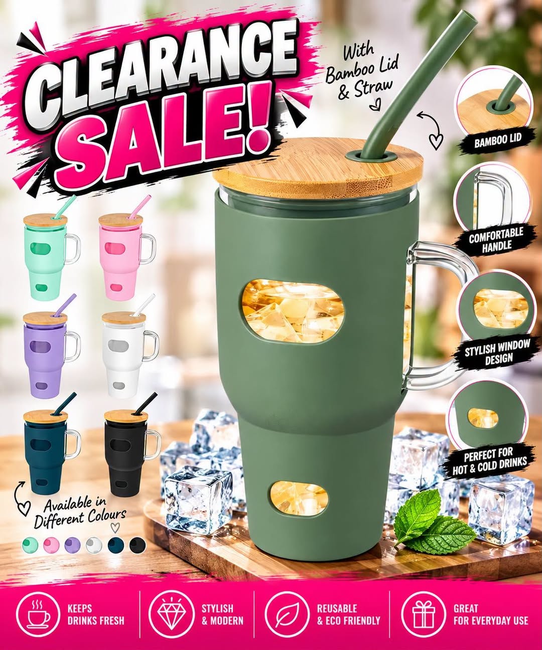 Silicone Sleeve Flask with Straw & Handle - 550ml