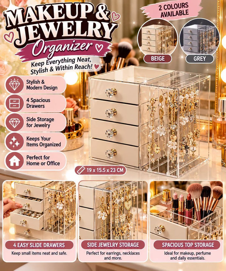 Makeup & Jewellery Organiser - 4 Drawer