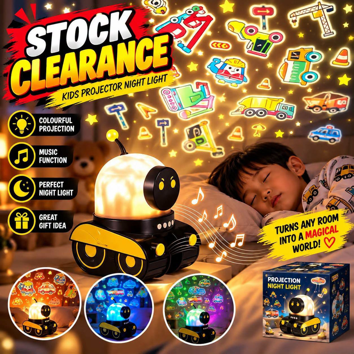 Musical Robot Projector Night Lamp
