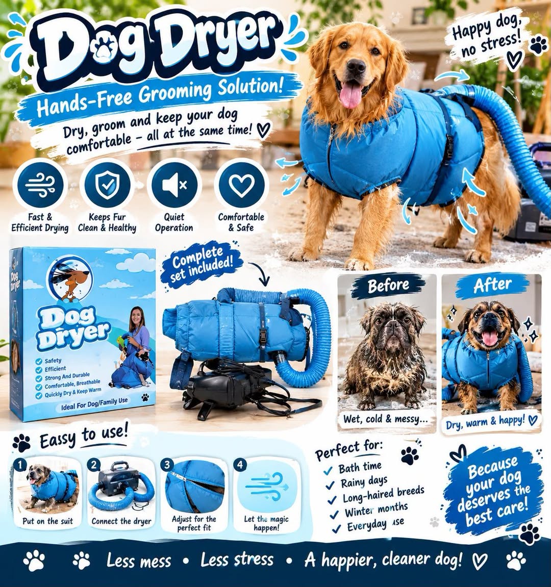 Dog Dryer – Hands-Free Drying Suit