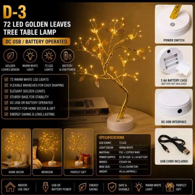 Golden LED Table Tree