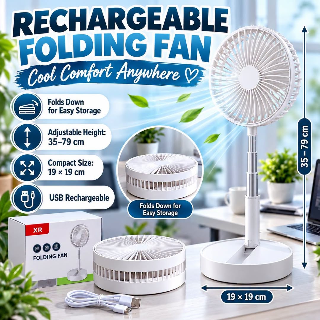 Rechargeable Folding Fan - Adjustable Height