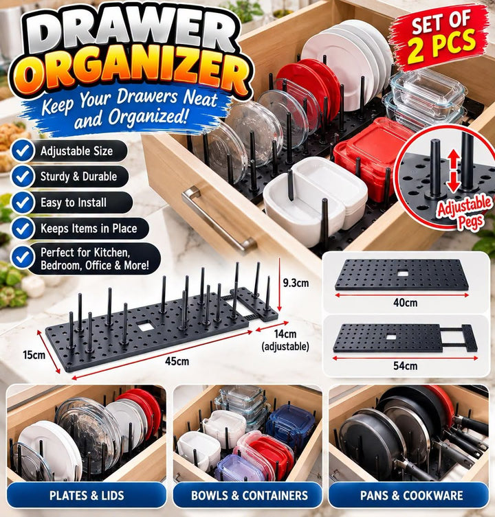 Adjustable Drawer Organiser - Set of 2