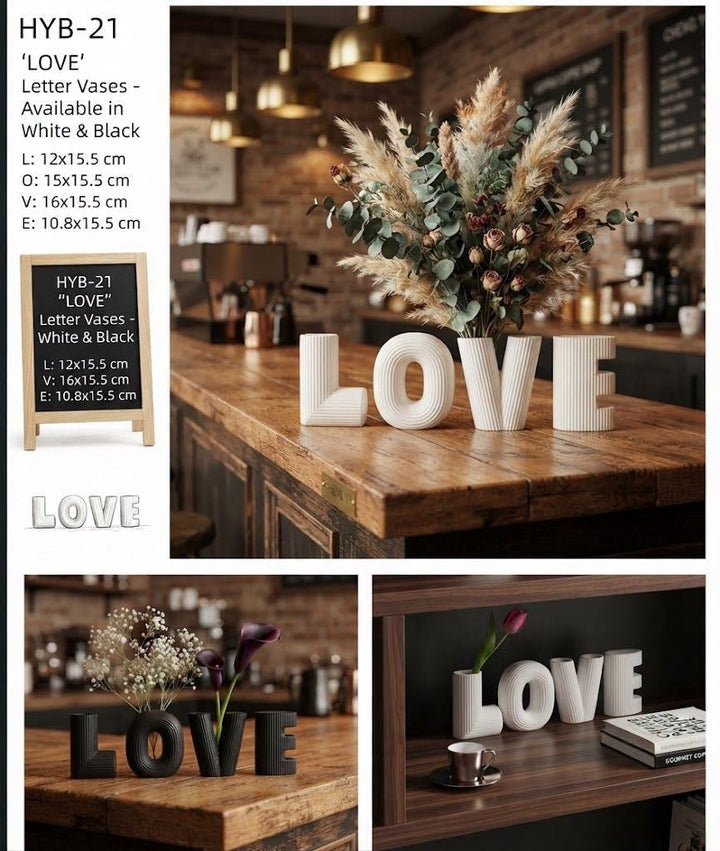 LOVE Letter Vase Set - 4 Piece