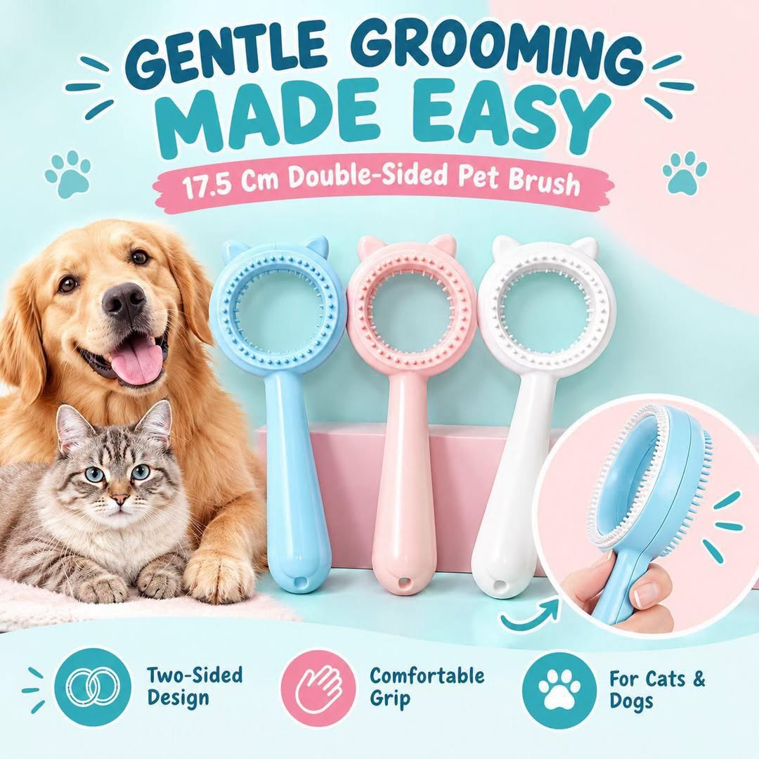 Gentle Pet Grooming Brush – Double-Sided